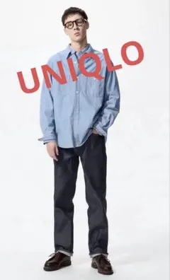 【新品未使用品】UNIQLO ブラック スリムストレートジーンズ セルビッジ30