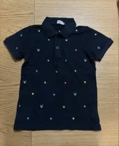 ミキハウス　クマと星刺繍の黒ポロシャツ