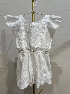 ZARA ザラ キッズ サロペット 刺繍入り ホワイト 半袖 サイズ6
