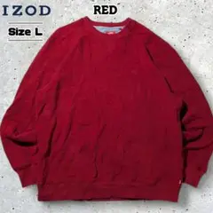 USA古着IZOD無地スウェットワンポイント刺繍ロゴ前Vガゼットソリッドレッド赤