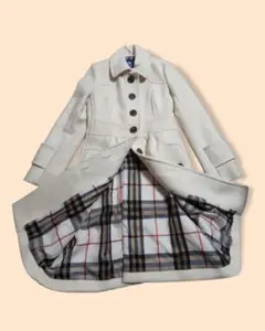 BURBERRY BLUE LABEL アンゴラ混 コート 白 ノバチェック M