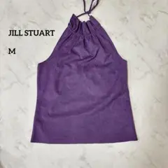 JILL STUARTパープルスエード風 日本製ベアトップボルダーネックc082