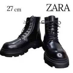 超美品✨ZARA 厚底 チャンキーソール レースアップブーツ 黒 27cm