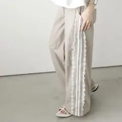 【新品タグ付】AMELYサイドライン トラックパンツ ワイドパンツ ベージュ