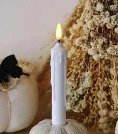 ホワイトLEDキャンドルと陶器ホルダーセット ハロウィン