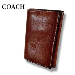 COACH メンズ コーチ 名刺入れ カードケース 本革 レザー ブラウン 茶