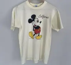 90s official Mickey Mouse Tシャツ クリームイエロー