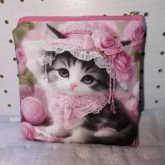 ポーチパネル猫ハンドメイド