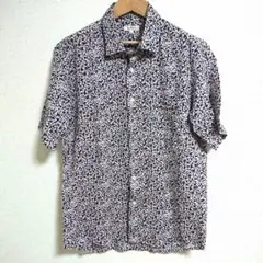 美品 日本製 ALPHA アルファー 花柄プリントオリジナルリップル生地シャツ