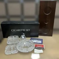 HOYA クリスタル タバコセット 木製トレー付