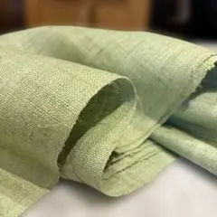HEMP淡い緑色　天然樹染料染め山岳少数民族- モン族伝統の手織り麻布1m