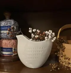 ♪ 難あり　新品　鳥のオブジェ　北欧風/ 陶器　バード　花瓶　置き物/ 鳥雑貨