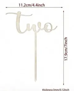木製ケーキトッパー「two」