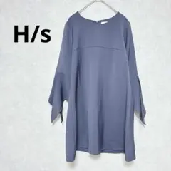 h/s designed by rei　ワンピース　七分丈　上品　ネイビー　M