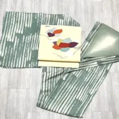 【B73】着物 小紋 袷 正絹 緑 単品 着付練習や初心者・アレンジに