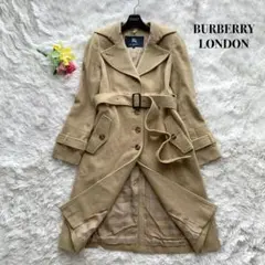 【美品】バーバリーロンドン アンゴラ ベルテッド ロングコート ベージュ L