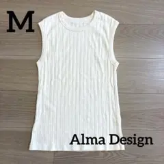AlmaDesignリブ編み ノースリーブ タンクトップ M