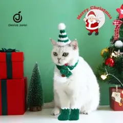 猫クリスマスアクセサリー 猫クリスマスマフラー 織物アクセサリー ペットサンタ