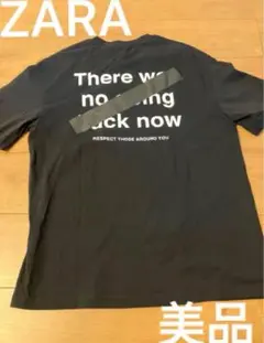 【美品】ZARA メッセージ Tシャツ 黒T