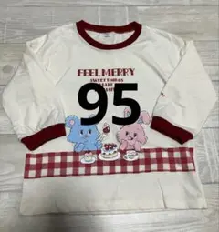長袖Tシャツ 95cm ロンT 赤　白　うさぎ