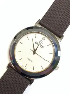 R7-1528 エルジン　E-04001M クォーツ 腕時計 シルバー文字盤