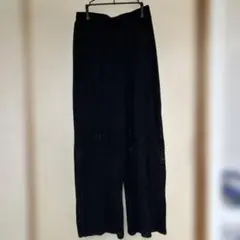 ブラック レース ワイドパンツ