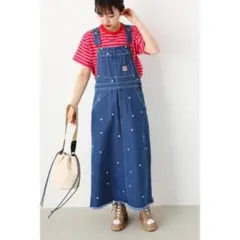【Flower embroidery サロペットスカート】Sサイズ ロデオ 美品