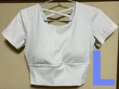 ホワイト クロスバック ヨガウェア 半袖
