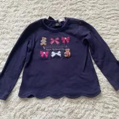 mezopiano くまリボン刺繍ロンT