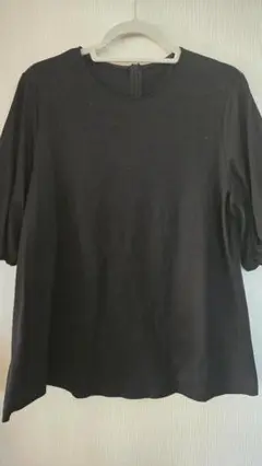 23区大きいサイズのブラック バルーンスリーブ Tシャツ