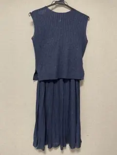 【Feroux】ネイビー ノースリーブ ニットワンピス