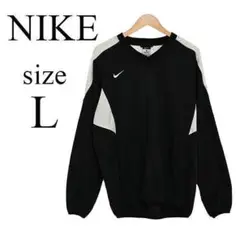 NIKE ナイキ【L】長袖 プルオーバージャケット ブラック ホワイト ロゴ