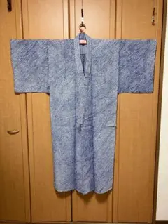 男性浴衣 有松絞り 三浦絞り 斜めぼかし染め 総絞り 白×紺 未使用品