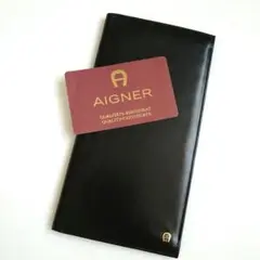 【極美品】アイグナー 長財布 二つ折り ロゴ金具 ブラック