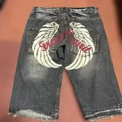 Root Three Style バックロゴ　デニム　ハーフパンツ　カットオフ