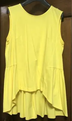 イエロー バックリボン ノースリーブ トップス Fサイズ