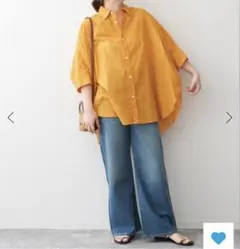 Spick&Span オレンジ コットン オーバーサイズシャツ 五分袖