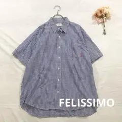 【美品】FELISSIMOフェリシモ ギンガムチェック半袖シャツ ブルーL