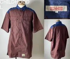 並品★日本製 CHILD HOOD チャイルドフッド シャツ 半袖 L ブラウン