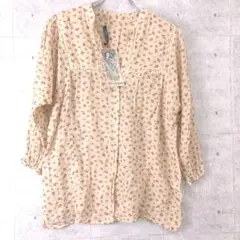 新品タグ付き ZARA TRF 小花柄 七分袖スキッパーガーゼシャツ