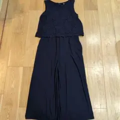 ユニクロ　ネイビー レース オールインワン　L
