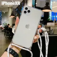 iPhoneXR ケース クリア ショルダー紐付き ホワイト