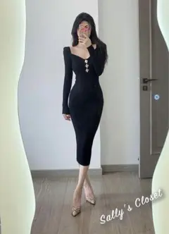 ❤️22秋冬新作 新品♡ SelfPortrait 紺色ニットワンピース♡ 519