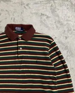 Ralph Lauren ラルフローレン ボーダー ロゴ 刺繍 長袖 ポロシャツ