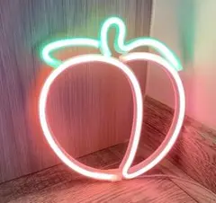 桃 ピーチ ネオンサイン ネオンライト LED 照明 ライト 寝室 装飾 USB