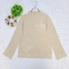 【クリスチャンオジャール】 ボトルネックニット カシミヤ (M) 刺繍 可愛い