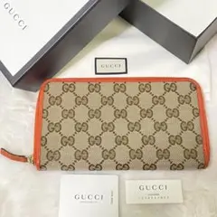 美品♡GUCCI 長財布 ラウンドファスナー GGシマ キャンバス×レザー 定番
