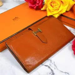 ✨美品✨ エルメス ベアンスフレ 長財布 ブラウン X刻印 2016年製