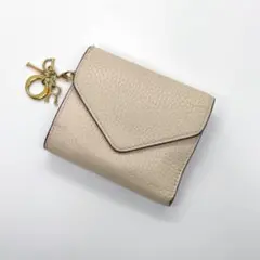 ✨良品✨DIOR ディオリッシモ 三つ折り財布 ベージュ ゴールドチャーム