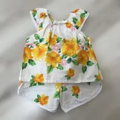 キッズ ノースリーブ＆ショートパンツ 3-4才セットアップ ハイビスカス